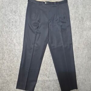 Zanella Mens Navy Blue Pleated Dress Trousers Pants Made in Italy 38x31.5